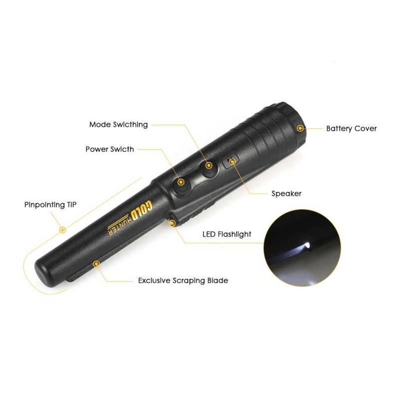 GOLD HUNTER Pinpointer Metal Detector Portable Pin Pointer Treasure Hunting Tool Buzzer Vibration Automatic Tuning with Belt Holster  |   Metal Detectors Measurement & Analysis Instruments Black