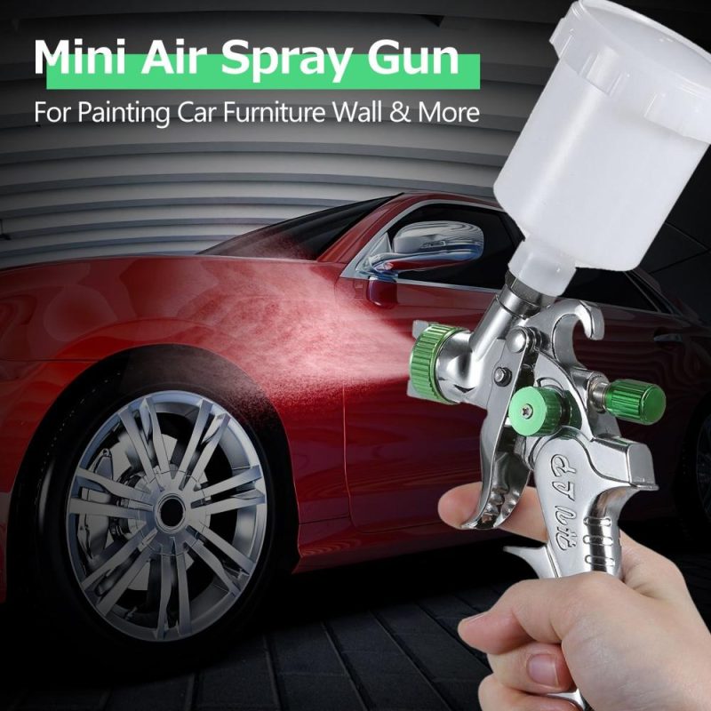 Gravity Feed Air Spray Gun Mini Sprayer Paint Gun with 100ML Cup 1.0mm Nozzle for Painting Car Furniture Wall  |   Power Tool Parts Power & Electrical Tools Green