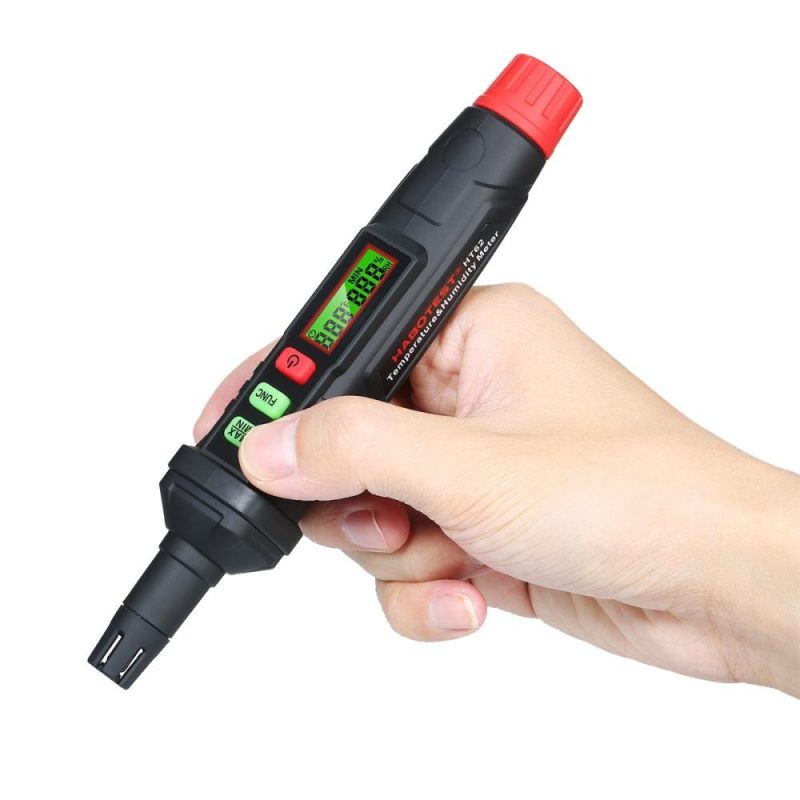 HABOTEST 4-in-1 Digital Psychrometer Portable Thermo-Hygrometer Mini Temperature and Humidity Meter Pen with Dew Point and Wet Bulb Temperature (Battery Not Included)  |   Temperature & Humidity Measurements Measurement & Analysis Instruments Black And Red