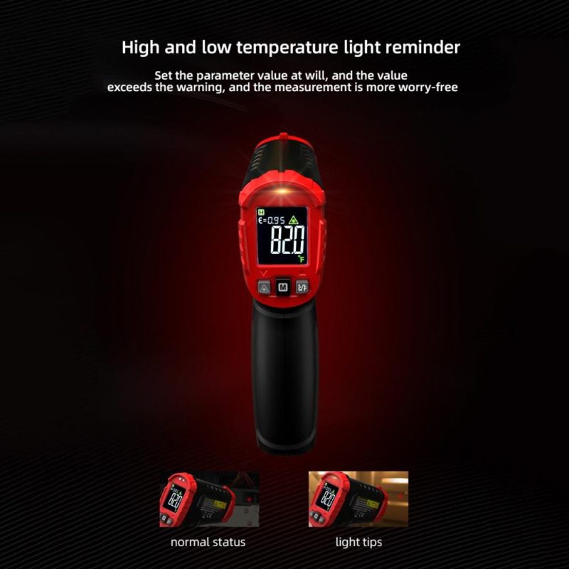 HABOTEST HT641A+ Infrared Thermometer -58~752℉ Non-contact Digital Handheld Heat Temperature Gun IR Laser Surface Temperature Meter with Emissivity for Industrial Cooking Grill  |   Infrared Thermometer Infrared Thermometer Black + Red