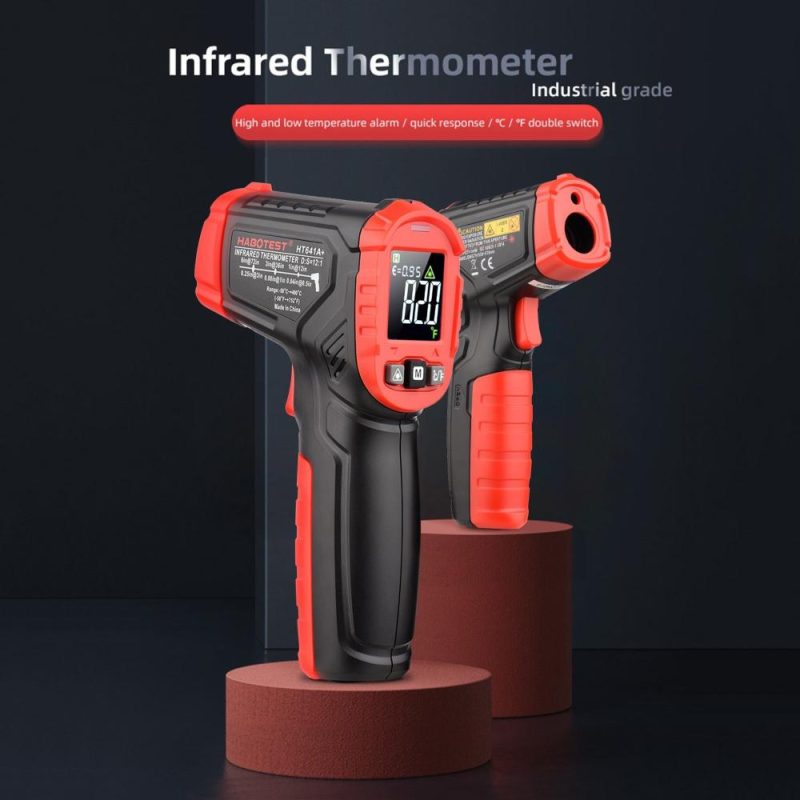 HABOTEST HT641A+ Infrared Thermometer -58~752℉ Non-contact Digital Handheld Heat Temperature Gun IR Laser Surface Temperature Meter with Emissivity for Industrial Cooking Grill  |   Infrared Thermometer Infrared Thermometer Black + Red