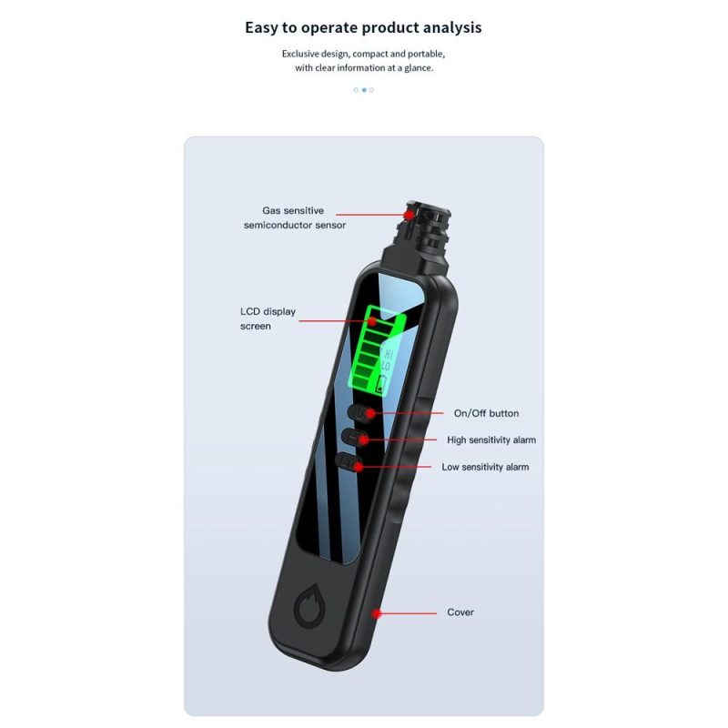 Handheld Combustible Gases Leak Detector Natural Gases Concentration Analyzer  with Sound Light Alarm Function  |   Gas detection equipment Gas detection equipment Black + White