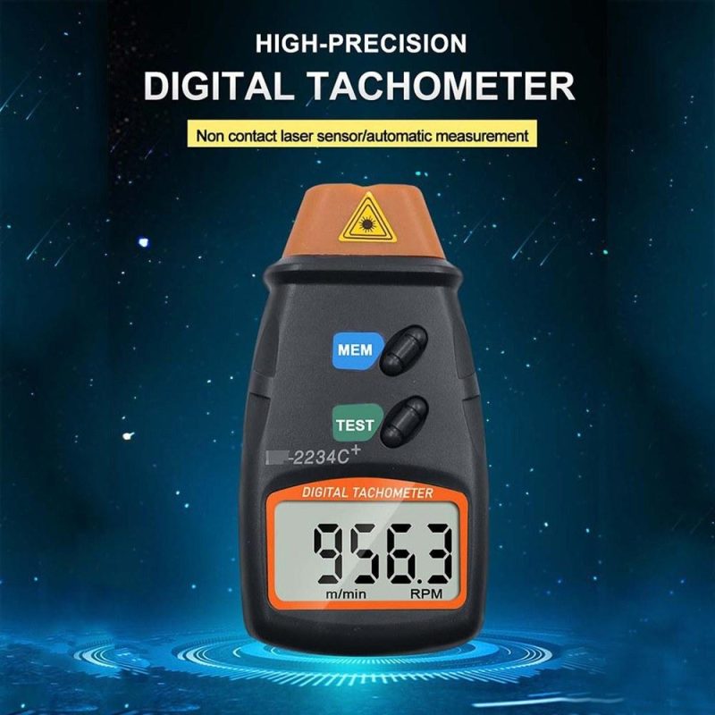 Handheld Digital Tachometer 2.5-99999RPM Non-contact Laser Rotation Speed Meter with Cloth Bag for Motors Fans Washing Machine Automobiles  |   Other Instruments Measurement & Analysis Instruments Black