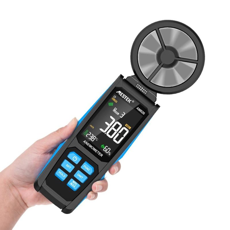 Handheld High Accuracy Anemometer Double Bearing 8-blade Fan Digital Anemometer LCD Backlit Color Display Wind Speed Meter Six Measurement Modes with Data Hold and Low Battery Indication Function  |   Other Nature Element Measurements Measurement & Analysis Instruments Black