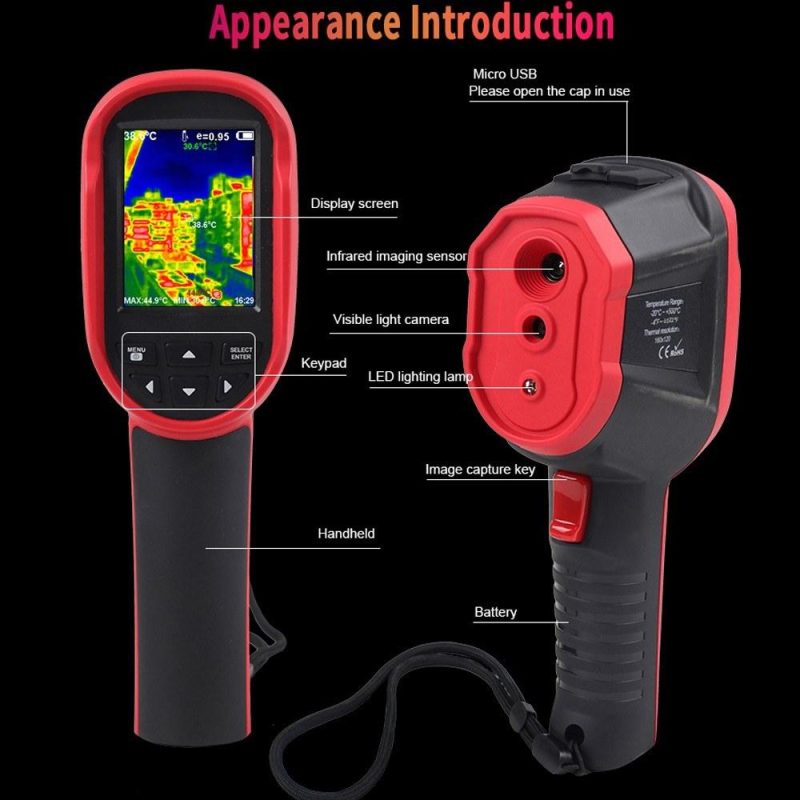 Handheld Infrared Sensors Portable Thermal Imager 2.8inch 240*320 TFT Display 640*480 Visible Light Resolution Clear Definition Imaging Camera -20℃ to 550℃ Temperature Measurement Instrument  |   Infrared Thermometer Infrared Thermometer Black + Red