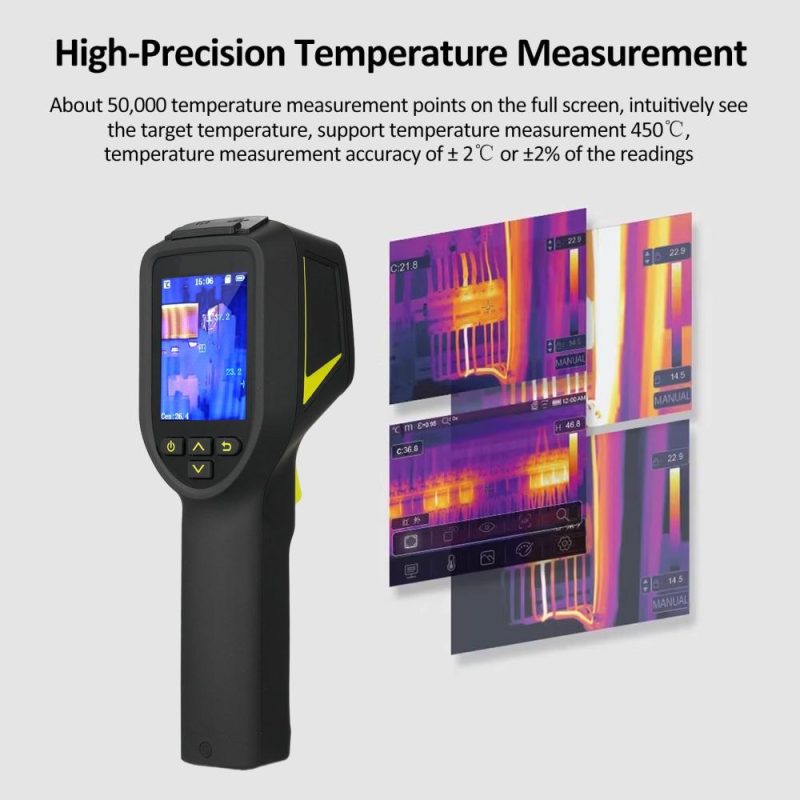 Handheld Infrared Thermometer 192*144 IR Resolution Infrared Thermal Imager ‑20 to 350℃ Temperature Range with 4 Palettes 2.4 Inch LCD Display Screen 8GB Memory Card  |   Infrared Thermometer Infrared Thermometer Black