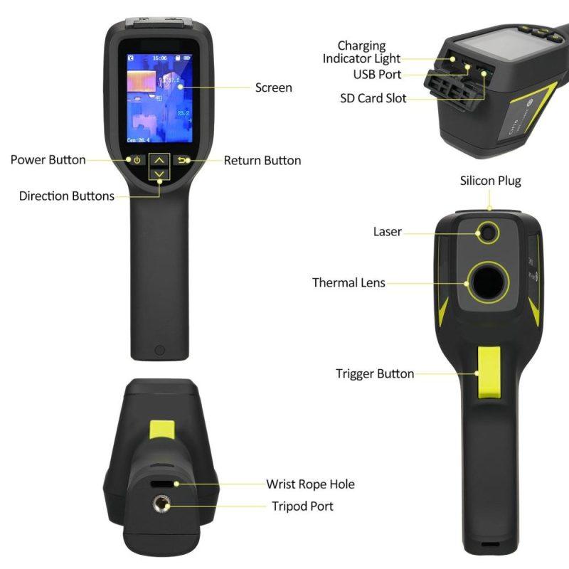 Handheld Infrared Thermometer 192*144 IR Resolution Infrared Thermal Imager ‑20 to 350℃ Temperature Range with 4 Palettes 2.4 Inch LCD Display Screen 8GB Memory Card  |   Infrared Thermometer Infrared Thermometer Black