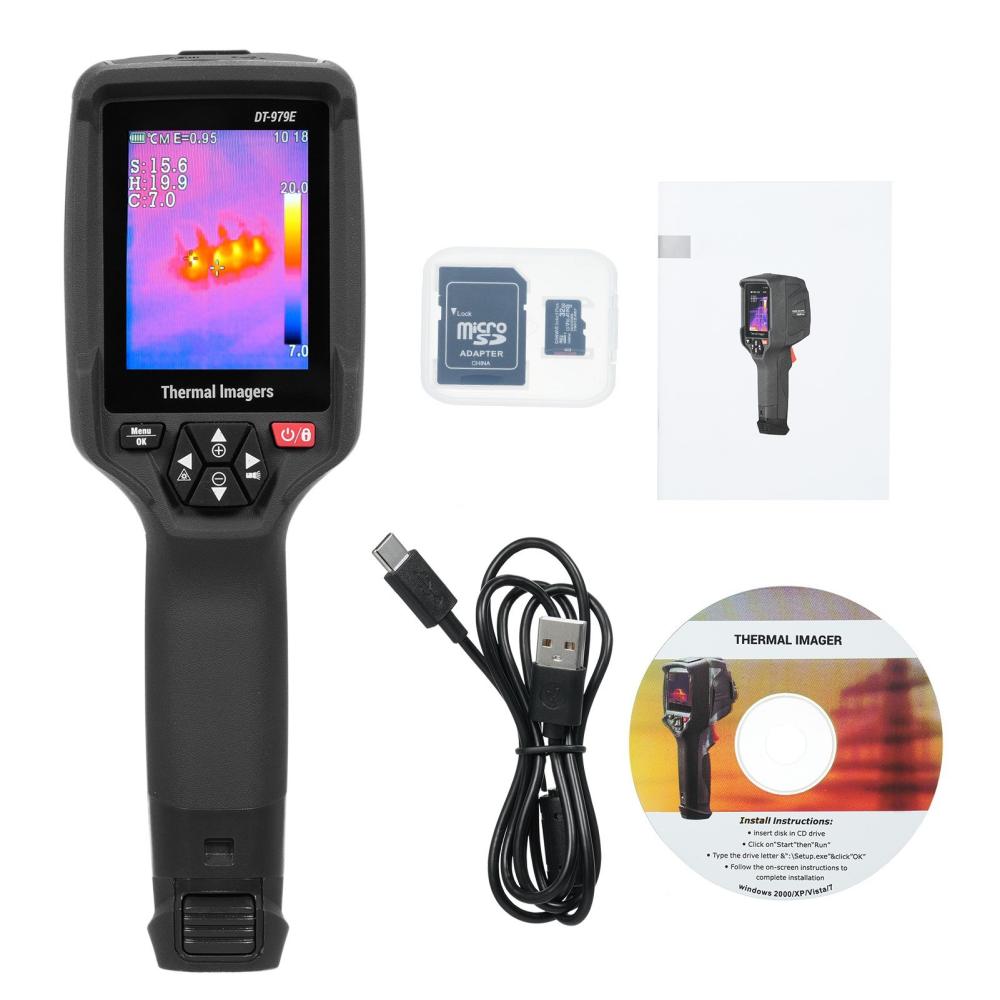 Handheld  IR Thermal Camera Imager 120×90 IR Resolution with 2.8 inch LCD Color Screen 50Hz Frame Rate Rechargeable  32GB Micro SD 2 Meter Drop  |   Temperature & Humidity Measurements Measurement & Analysis Instruments Black