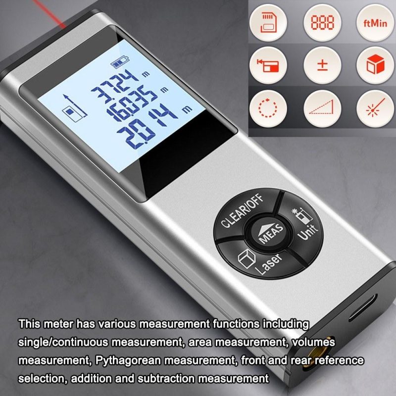 Handheld Laser Rangefinder Distance Meter Area Volumes Measurement Device Building Surveying Equipment LCD Display with Backlight  |   Laser Rangefinders Laser Rangefinders Laser Rangefinders