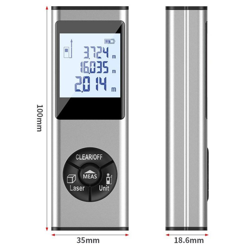 Handheld Laser Rangefinder Distance Meter Area Volumes Measurement Device Building Surveying Equipment LCD Display with Backlight  |   Laser Rangefinders Laser Rangefinders Laser Rangefinders