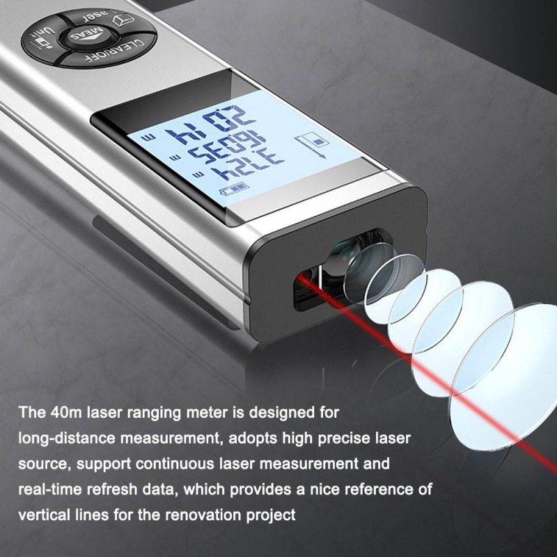 Handheld Laser Rangefinder Distance Meter Area Volumes Measurement Device Building Surveying Equipment LCD Display with Backlight  |   Laser Rangefinders Laser Rangefinders Laser Rangefinders