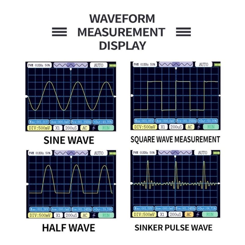 Handheld Oscilloscope 320*240 Resolution 2.4inch TFT Display 2.5MHz Sample Rate 500KHz Bandwidth Oscillometer  |   Digital Multimeters & Oscilloscopes Digital Multimeters & Oscilloscopes Digital Multimeters & Oscilloscopes