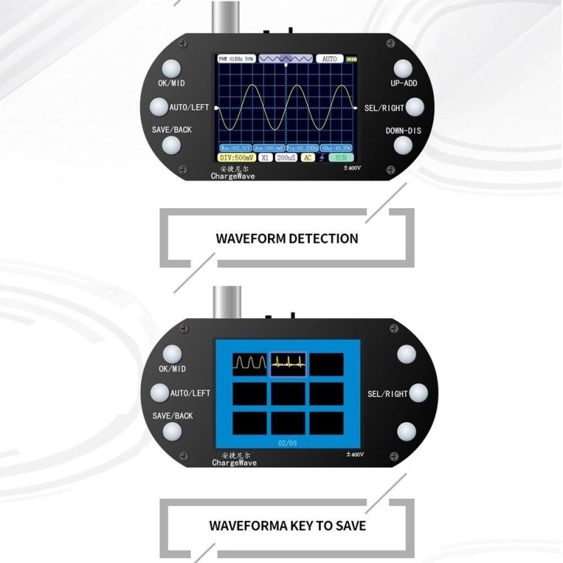 Handheld Oscilloscope 320*240 Resolution 2.4inch TFT Display 2.5MHz Sample Rate 500KHz Bandwidth Oscillometer  |   Digital Multimeters & Oscilloscopes Digital Multimeters & Oscilloscopes Digital Multimeters & Oscilloscopes