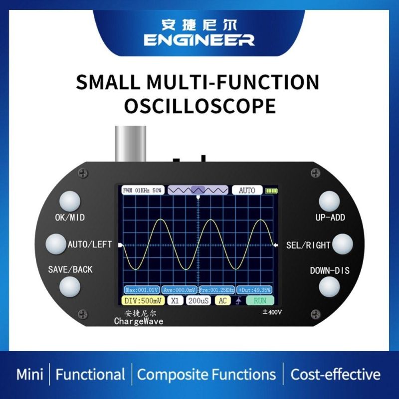 Handheld Oscilloscope 320*240 Resolution 2.4inch TFT Display 2.5MHz Sample Rate 500KHz Bandwidth Oscillometer  |   Digital Multimeters & Oscilloscopes Digital Multimeters & Oscilloscopes Digital Multimeters & Oscilloscopes