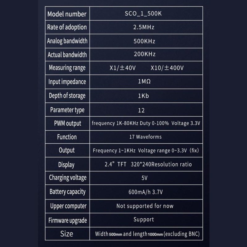 Handheld Oscilloscope 320*240 Resolution 2.4inch TFT Display 2.5MHz Sample Rate 500KHz Bandwidth Oscillometer  |   Digital Multimeters & Oscilloscopes Digital Multimeters & Oscilloscopes Digital Multimeters & Oscilloscopes