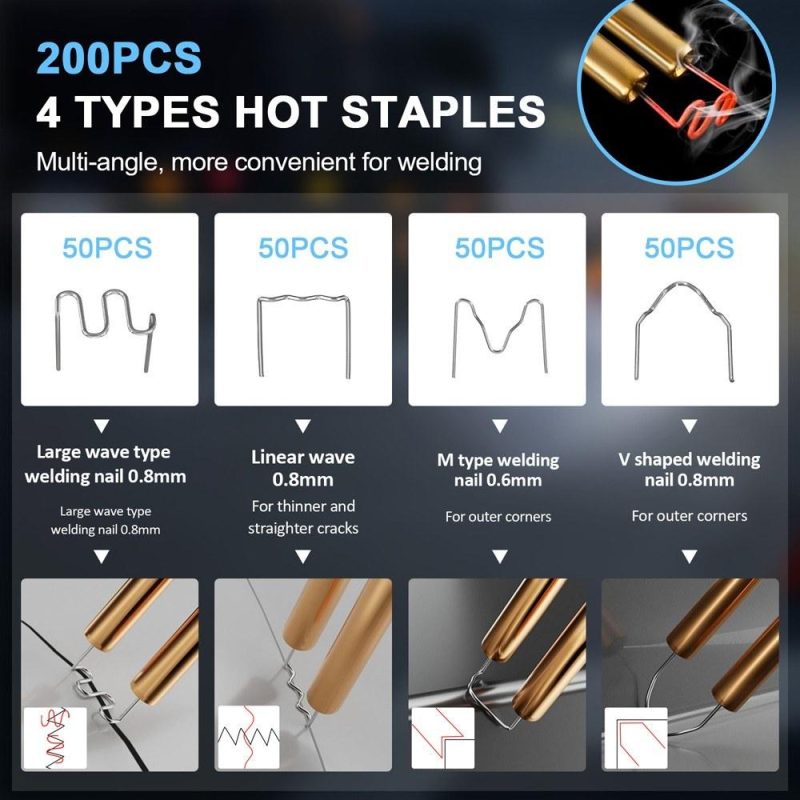 Handheld Plastics Welding Machine Portable Car Panel Crack Repairs Kit Thermal Cutting Hot Stapler Plastics Repairing Tool Set with 400PCS Stapling Nails  |   Electrical Equipment & Supplies Electrical Equipment & Supplies Black/Cyan/Red