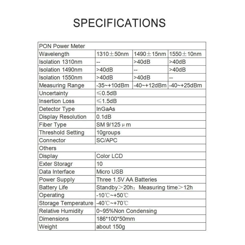 Handheld PON Power Meter Optical Fiber Tester Network Ten Data Storage 1310nm 1490nm 1550nm Video FTTX ONT OLT Signals Measurement Device  |   Other Instruments Measurement & Analysis Instruments Other Instruments