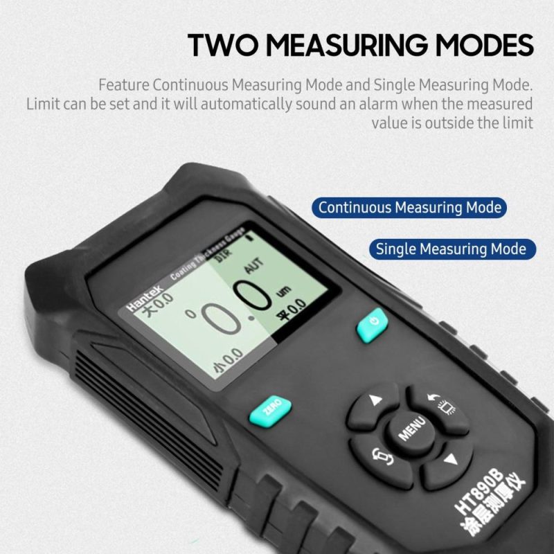 Hantek HT890B Paint Coating Thickness Gauge Portable Nondestructive Thickness Meter with Zero Cal Backlit LCD Display Limit Alarm for Car Automotive Painting  |   Other Instruments Measurement & Analysis Instruments Black