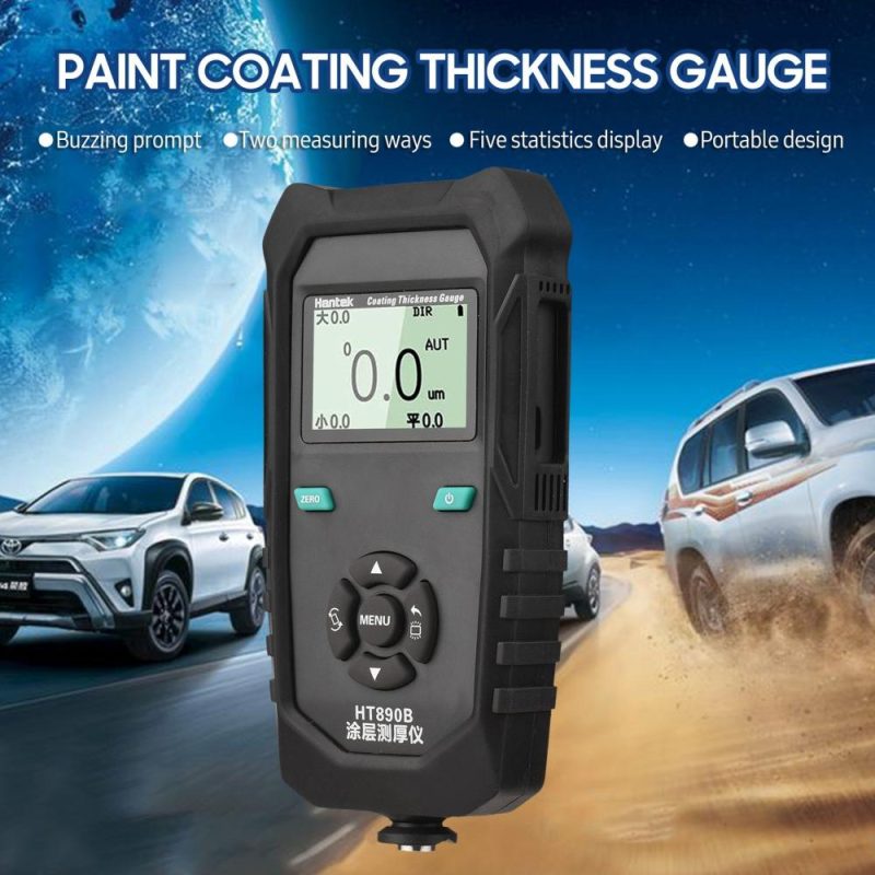 Hantek HT890B Paint Coating Thickness Gauge Portable Nondestructive Thickness Meter with Zero Cal Backlit LCD Display Limit Alarm for Car Automotive Painting  |   Other Instruments Measurement & Analysis Instruments Black