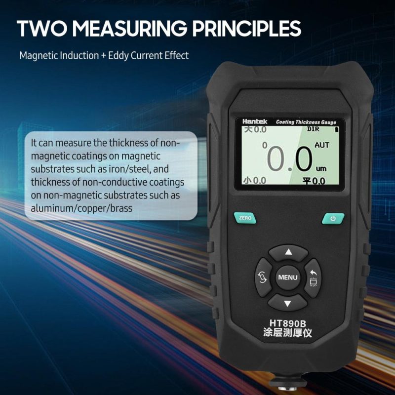 Hantek HT890B Paint Coating Thickness Gauge Portable Nondestructive Thickness Meter with Zero Cal Backlit LCD Display Limit Alarm for Car Automotive Painting  |   Other Instruments Measurement & Analysis Instruments Black