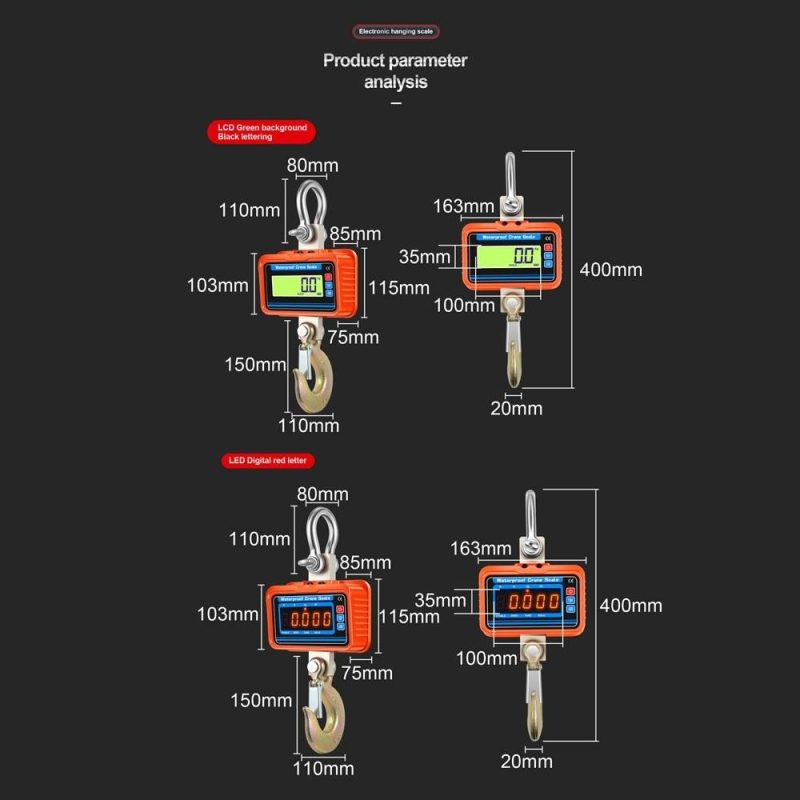 Heavy Duty Electronic Luggage Scale Multifunctional Digital Scales Digital Display High Accurate Weighing Tool Hook Hung Scale Waterproof Crane Scale with Remote Controller  |   Digital Scales Measurement & Analysis Instruments Digital Scales
