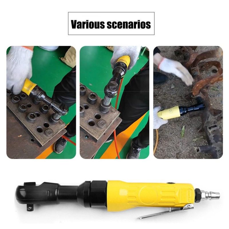 Heavy Right Angle Pneumatic Ratchet Wrench SquareDrive Shaft Pneumatic Wrench Professional Auto Repairing Tools  |   Wrenches Professional Tools Black+Yellow