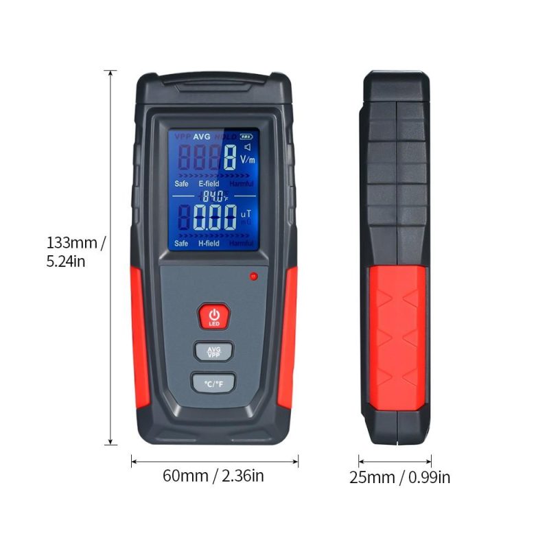 High Precision Handheld Mini Digital LCD EMF Tester Electromagnetic Field Radiation Detector Meter Dosimeter Tester Counter  |   Other Instruments Measurement & Analysis Instruments Black And Red