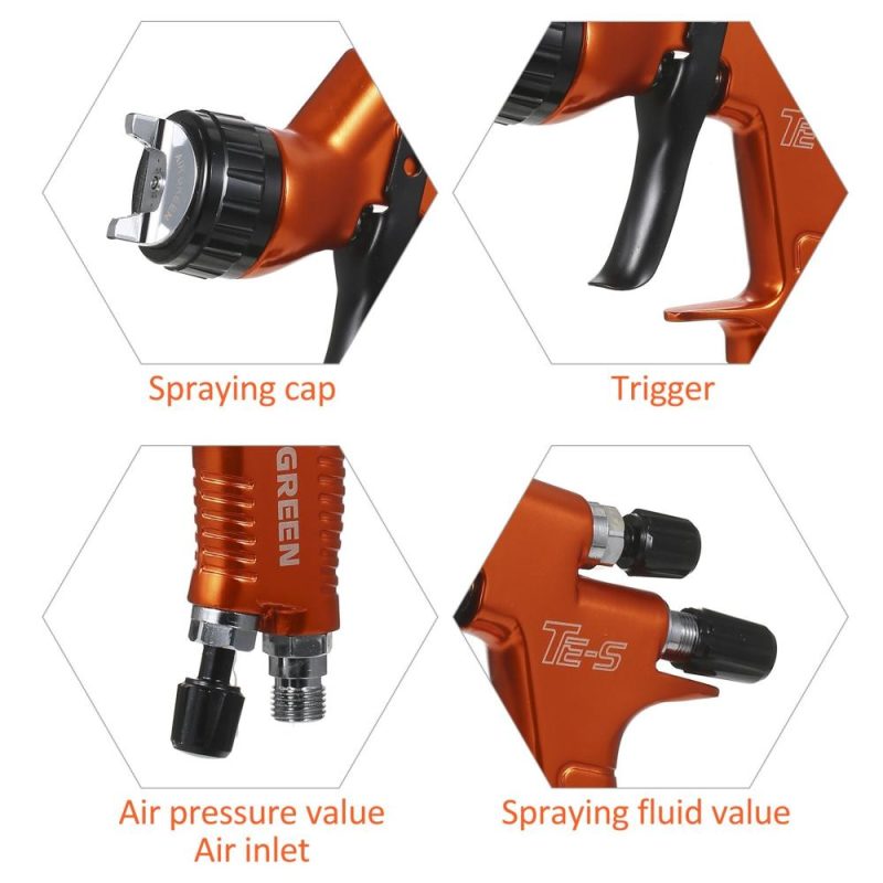 High Volume Low Pressure  Gravity Feed Sprayer 1.3mm Nozzle Highly Atomized Paint Spray Tool Mini Air Paint Sprayer with 600ml Cup for Car Furniture Body Repair Painting Orange  |   Power Tool Parts Power & Electrical Tools Multicolor