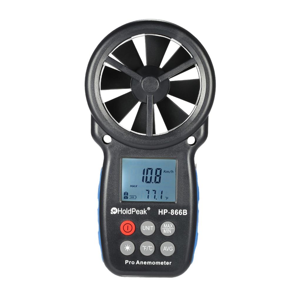 HoldPeak HP-866B Mini LCD Digital Anemometer Wind Speed Air Velocity Temperature Measuring with Backlight  |   Power Tool Parts Power & Electrical Tools Black + Red