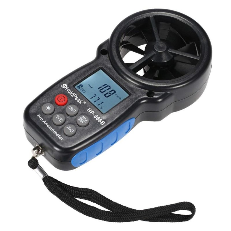 HoldPeak HP-866B Mini LCD Digital Anemometer Wind Speed Air Velocity Temperature Measuring with Backlight  |   Power Tool Parts Power & Electrical Tools Black + Red