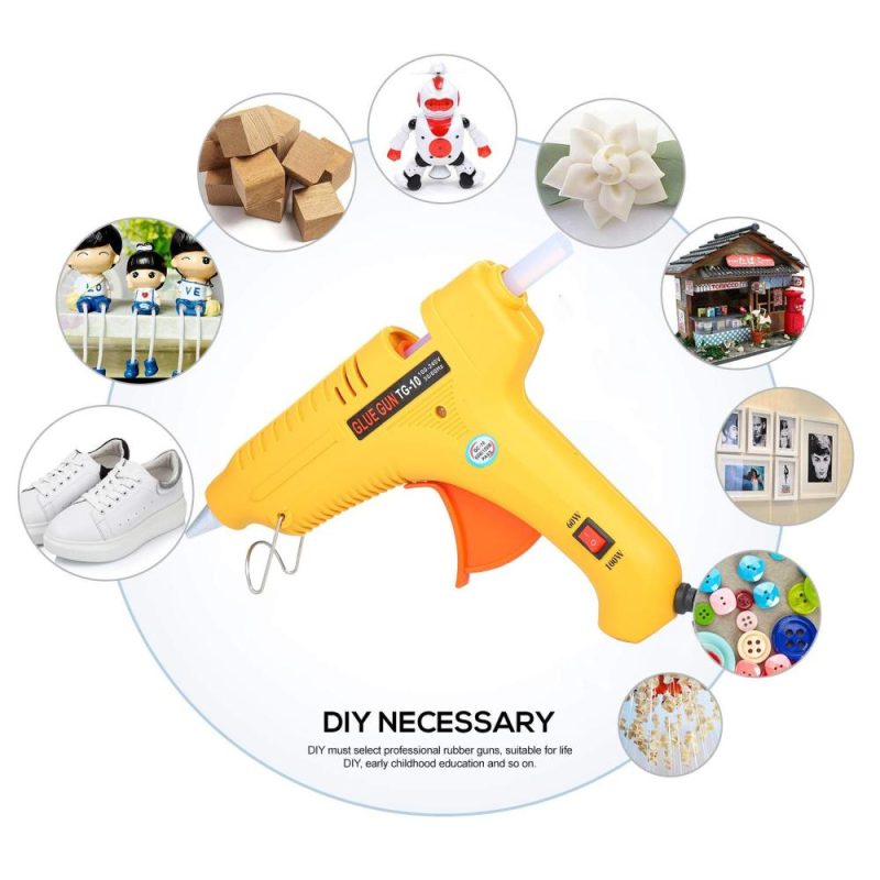 Hot Melt Glue Gun 60W/100W Power Adjustable Hot Melt Glue Machine Multifunctional Industrial Household DIY Glue Gun Yellow GT-10  |   Glue Gun Power & Electrical Tools Glue Gun