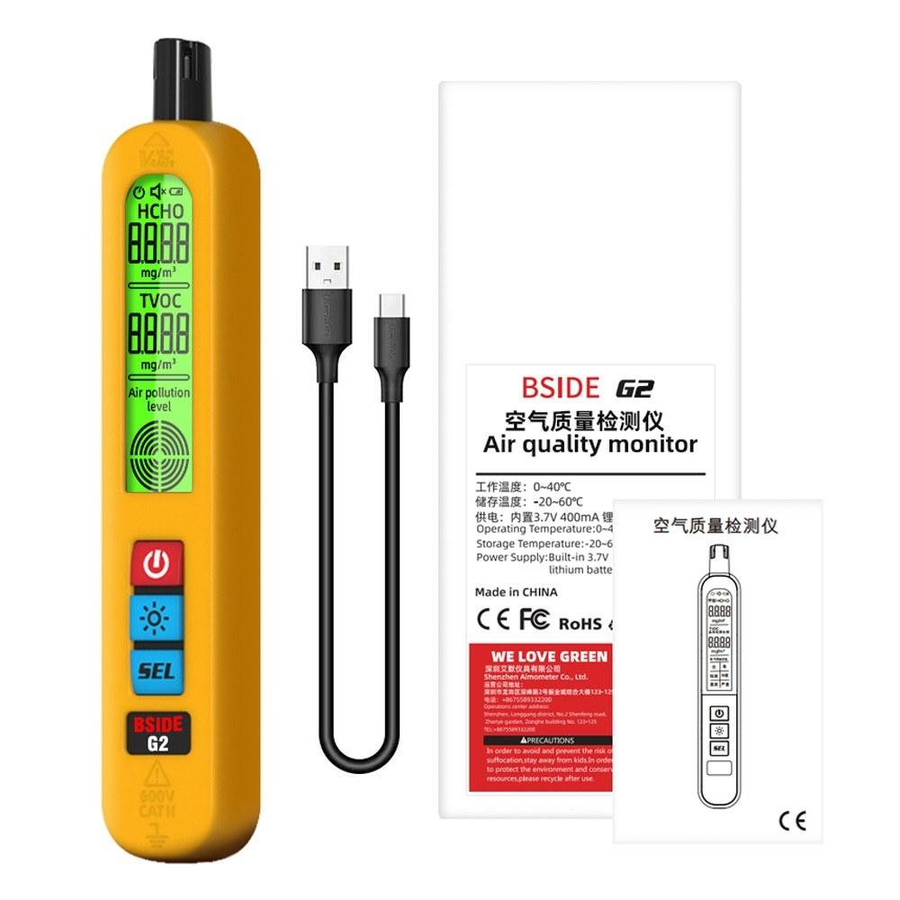 Household Air Quality Detector Multifunctional Semiconductor Sensor TVOC HCHO Tester Backlit Display Type-C Charging Interface with Silicone Protective Cover  |   Gas detection equipment Gas detection equipment Gas detection equipment