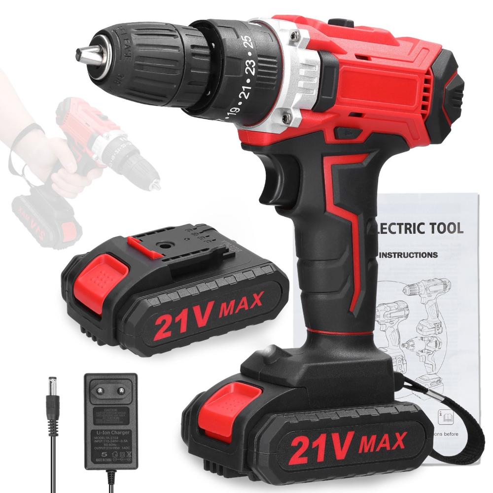 Household Multifuctional 21V Electric Drill Brush Motor 2 Speeds Control Stepless Speed Regulation Rotation Ways Adjustment 25 Gears of Torques Adjustable Lithium Drill  |   Electrical Equipment & Supplies Electrical Equipment & Supplies Electrical Equipment & Supplies