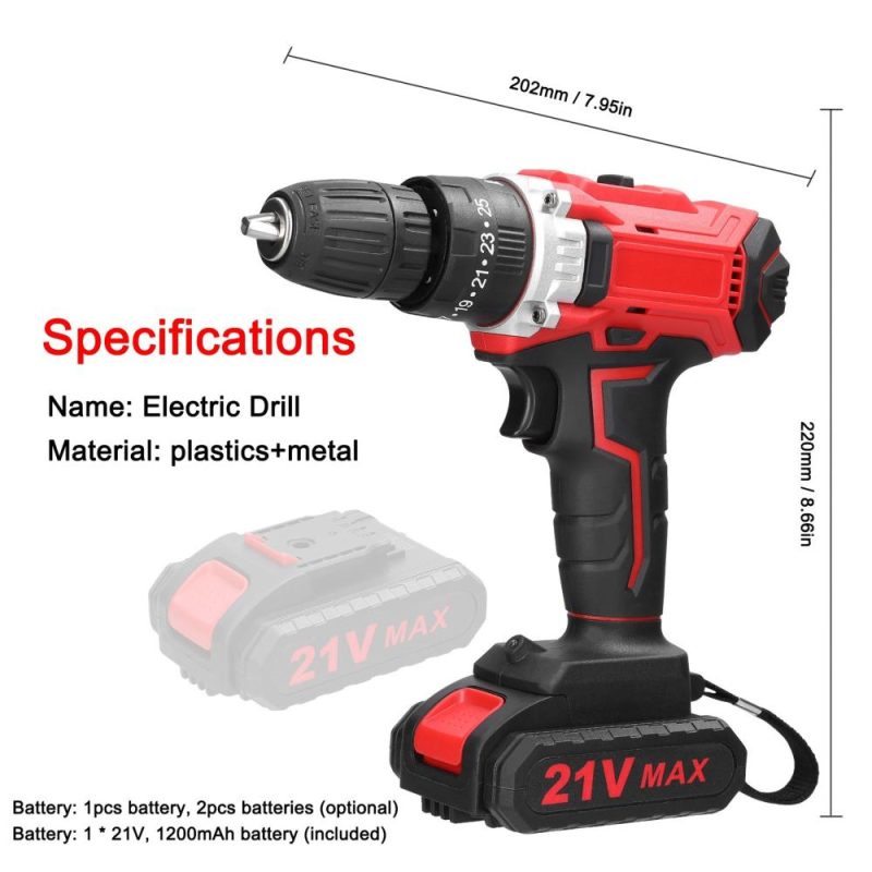 Household Multifuctional 21V Electric Drill Brush Motor 2 Speeds Control Stepless Speed Regulation Rotation Ways Adjustment 25 Gears of Torques Adjustable Lithium Drill  |   Electrical Equipment & Supplies Electrical Equipment & Supplies Electrical Equipment & Supplies