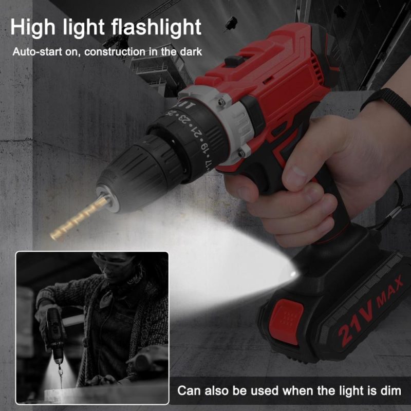 Household Multifuctional 21V Electric Drill Brush Motor 2 Speeds Control Stepless Speed Regulation Rotation Ways Adjustment 25 Gears of Torques Adjustable Lithium Drill  |   Electrical Equipment & Supplies Electrical Equipment & Supplies Electrical Equipment & Supplies