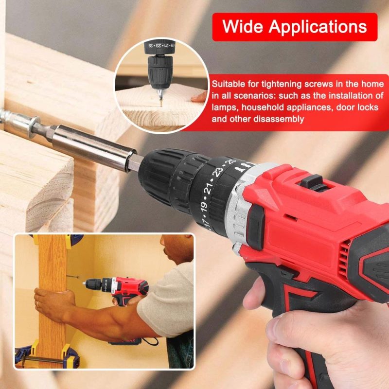 Household Multifuctional 21V Electric Drill Brush Motor 2 Speeds Control Stepless Speed Regulation Rotation Ways Adjustment 25 Gears of Torques Adjustable Lithium Drill  |   Electrical Equipment & Supplies Electrical Equipment & Supplies Electrical Equipment & Supplies