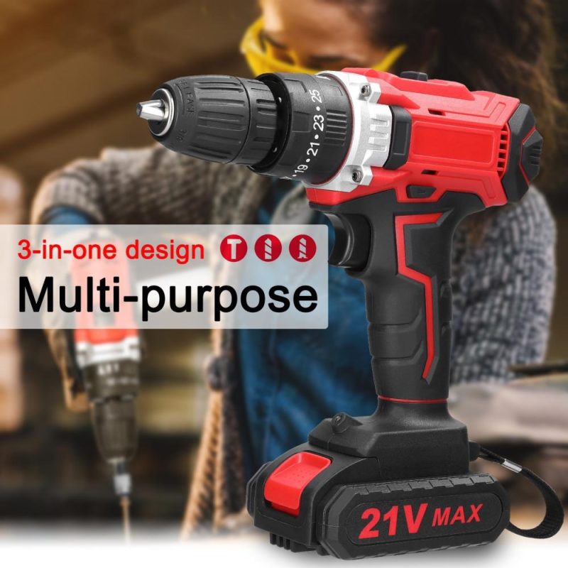 Household Multifuctional 21V Electric Drill Brush Motor 2 Speeds Control Stepless Speed Regulation Rotation Ways Adjustment 25 Gears of Torques Adjustable Lithium Drill  |   Electrical Equipment & Supplies Electrical Equipment & Supplies Electrical Equipment & Supplies