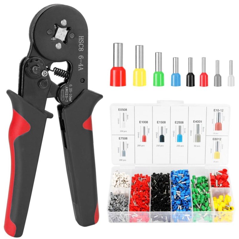 HSC8 6-4 0.25-10m㎡ AWG23-7 Ferrule Crimping Tool Kit High Hardness Crimper Plier with 1200pcs Wire Ferrules Crimp Ends Terminal  |   Machinery Parts Hardware & Gadgets Machinery Parts