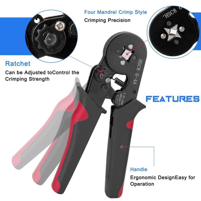 HSC8 6-4 0.25-10m㎡ AWG23-7 Ferrule Crimping Tool Kit High Hardness Crimper Plier with 1200pcs Wire Ferrules Crimp Ends Terminal  |   Machinery Parts Hardware & Gadgets Machinery Parts