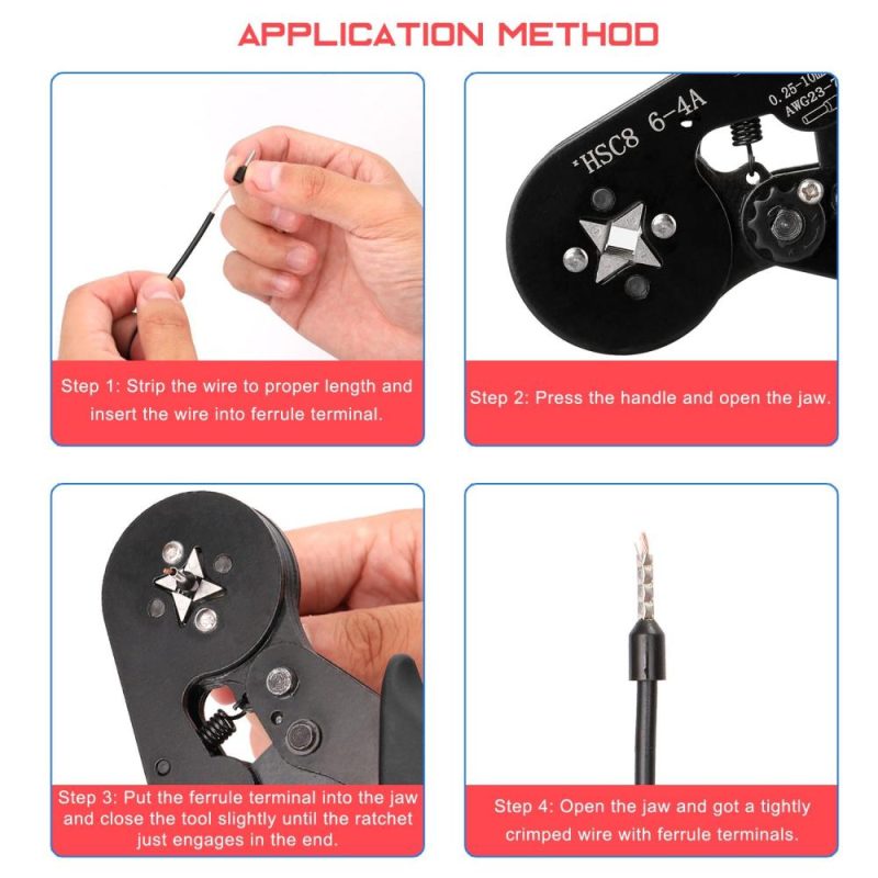 HSC8 6-4 0.25-10m㎡ AWG23-7 Ferrule Crimping Tool Kit High Hardness Crimper Plier with 1200pcs Wire Ferrules Crimp Ends Terminal  |   Machinery Parts Hardware & Gadgets Machinery Parts