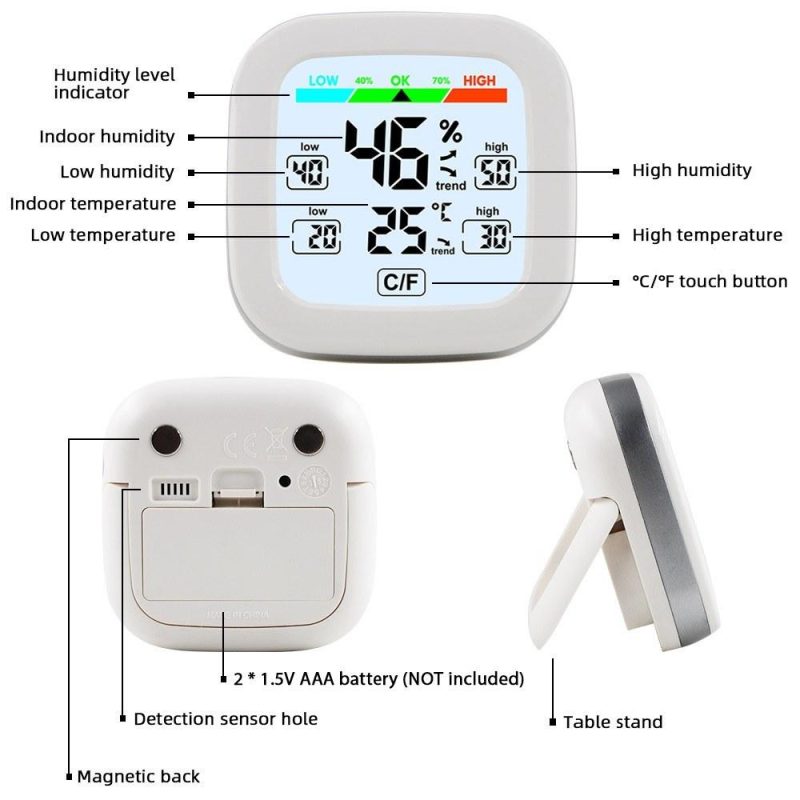 Indoor Electronic Hygrometer & Thermometer Digital Temperature Humidity Meter Wireless Sensor Temp. & Humidity Monitor with Trend Backlight  |   Temperature & Humidity Measurements Measurement & Analysis Instruments Temperature & Humidity Measurements