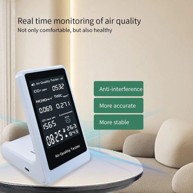 Indoor Portable CO2 Detector Multifunctional Thermohygrometer Home Digital Air Detector Intelligent Air Quality Analyzer Household Air Pollution Monitor  |   Gas detection equipment Gas detection equipment Gas detection equipment