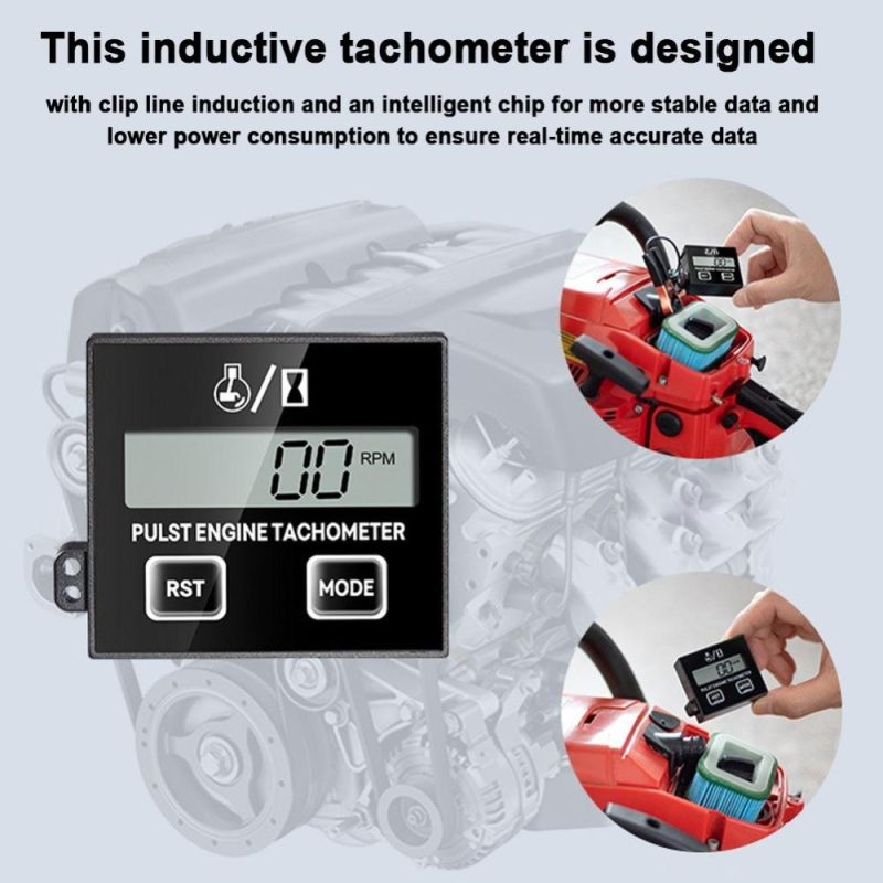 Induction Chainsaw Lawn Mower High Tachometer Digital LCD Display Clip Type Inductive Pulse Tachometer Gasoline Engine Maintenance Debugging Timer  |   Other Instruments Measurement & Analysis Instruments Black