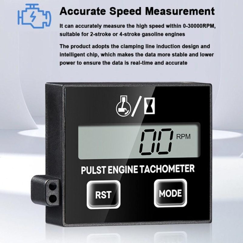 Induction Chainsaw Lawn Mower High Tachometer Digital LCD Display Clip Type Inductive Pulse Tachometer Gasoline Engine Maintenance Debugging Timer  |   Other Instruments Measurement & Analysis Instruments Black