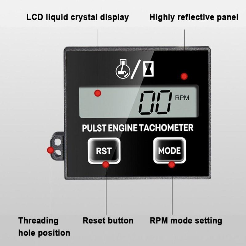 Induction Chainsaw Lawn Mower High Tachometer Digital LCD Display Clip Type Inductive Pulse Tachometer Gasoline Engine Maintenance Debugging Timer  |   Other Instruments Measurement & Analysis Instruments Black