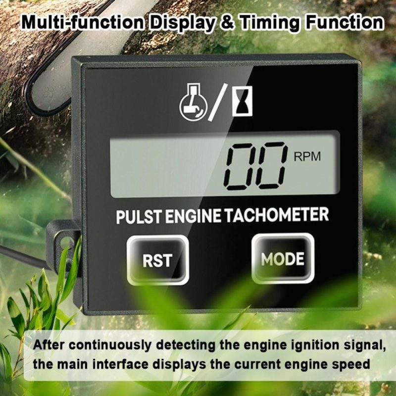 Induction Chainsaw Lawn Mower High Tachometer Digital LCD Display Clip Type Inductive Pulse Tachometer Gasoline Engine Maintenance Debugging Timer  |   Other Instruments Measurement & Analysis Instruments Black