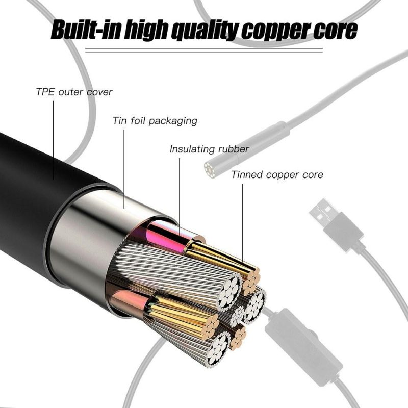 Industrial Endoscope Borescope Inspection Camera Built-in 8pcs LEDs 8mm Lens IP67 Waterproof USB Endoscope(10m Hard Wire)  |   Microscopes & Endoscope Measurement & Analysis Instruments Black