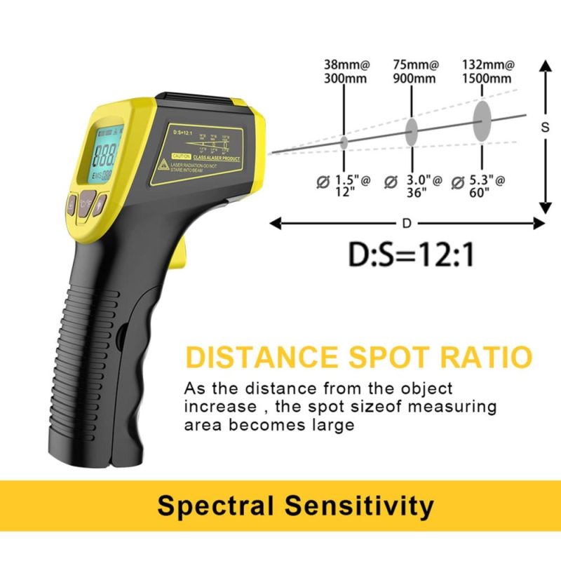 Infrared Thermometer, Non-Contact Digital Laser Temperature Gun -58°F to 1112°F (-50°C to 600°C) with LCD Display  |   Others Others Black