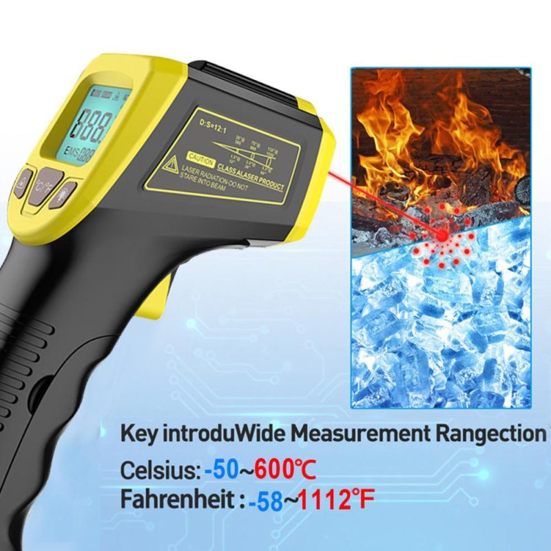 Infrared Thermometer, Non-Contact Digital Laser Temperature Gun -58°F to 1112°F (-50°C to 600°C) with LCD Display  |   Others Others Black