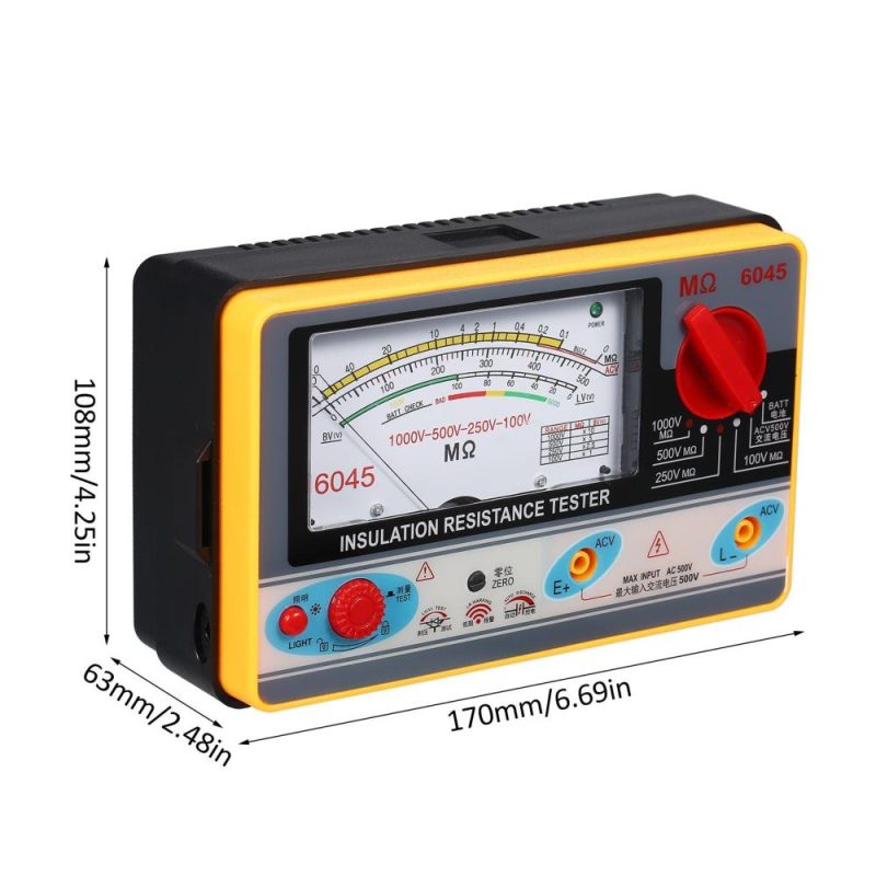 Insulation Resistance Meter Digital Ohmmeter  Handheld Insulation Tester Megameter 0-2000MΩ 100V/250V/500V/1000V High Accuracy Megohmmeter Insulation Measurement Instrument  |   Electrical Measuring Tools Electrical Measuring Tools Black